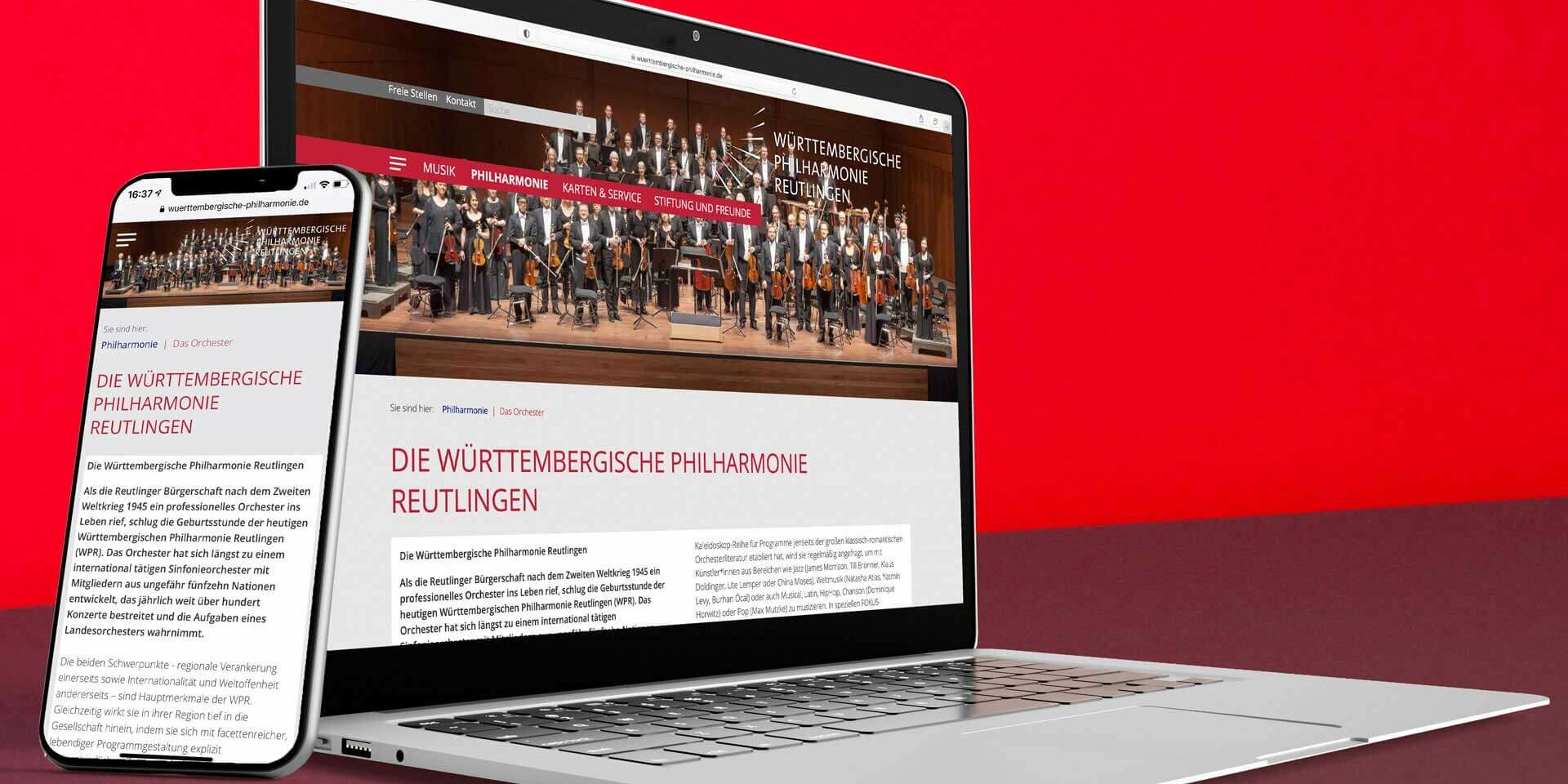 Web-Design und Programmierung für die Württembergische Philharmonie Reutlingen